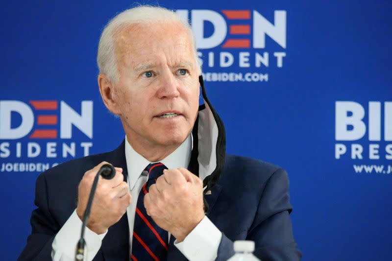FILE PHOTO: U.S. Democratic presidential candidate Joe Biden speaks during a campaign event in Philadelphia