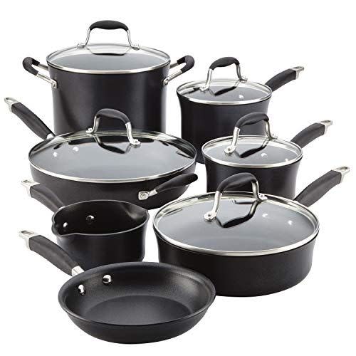 4) Anolon Advanced Hard Anodized Nonstick Cookware/Pots and Pans Set, 12 Piece, Black