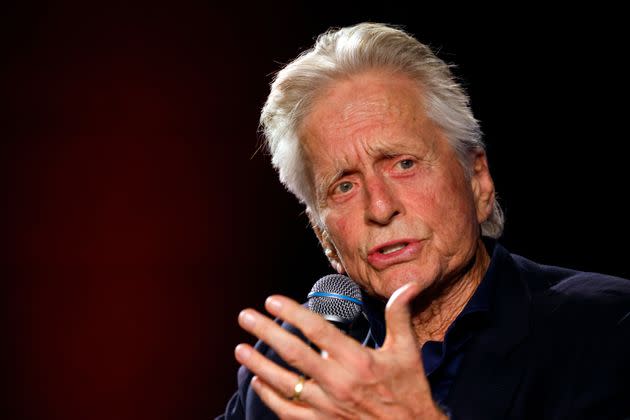 Michael Douglas speaks Wednesday during the 76th annual Cannes Film Festival.