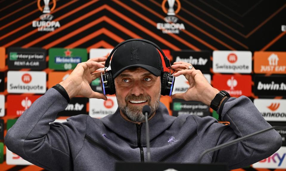 <span>Jürgen Klopp says if <a class="link " href="https://sports.yahoo.com/soccer/teams/liverpool/" data-i13n="sec:content-canvas;subsec:anchor_text;elm:context_link" data-ylk="slk:Liverpool;sec:content-canvas;subsec:anchor_text;elm:context_link;itc:0">Liverpool</a> go through ‘then something special will have happened’.</span><span>Photograph: Dan Mullan/Getty Images</span>