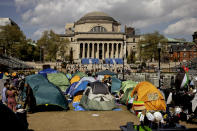 Pro-Palestinian demonstration encampment is seen at the Columbia University, Friday, April 26, 2024, in New York. (AP Photo/Yuki Iwamura)