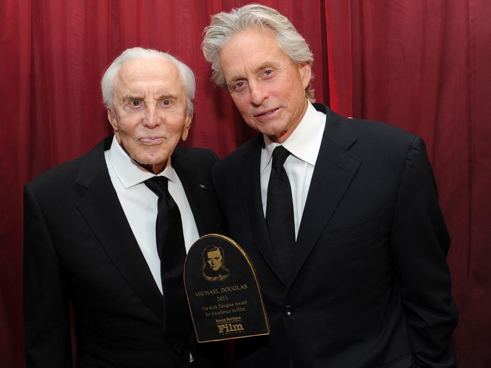 Kirk-Douglas and his son Michael-Douglas.