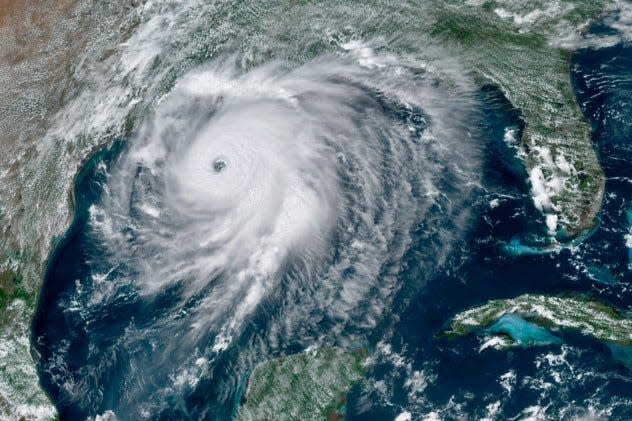 Satellite view of Hurricane Laura over the Gulf of Mexico Aug. 26, 2020.