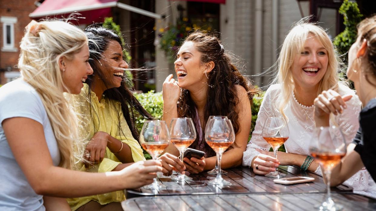 Women drinking wine