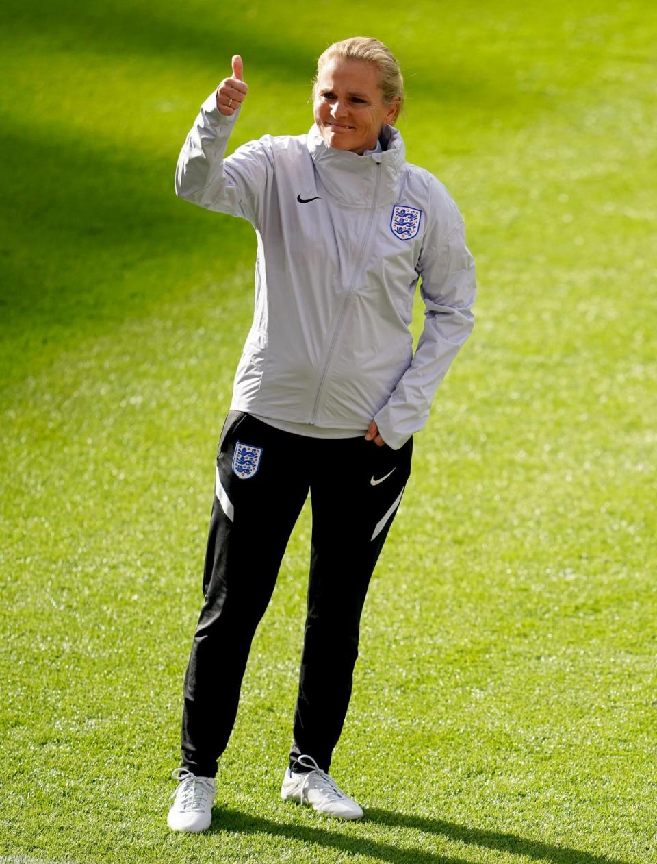 England boss Sarina Wiegman during a training session at Old Trafford (Nick Potts/PA). (PA Wire)