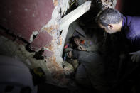 Lebanese soldiers search for survivors after a massive explosion in Beirut, Lebanon, Wednesday, Aug. 5, 2020. (AP Photo/Hassan Ammar)