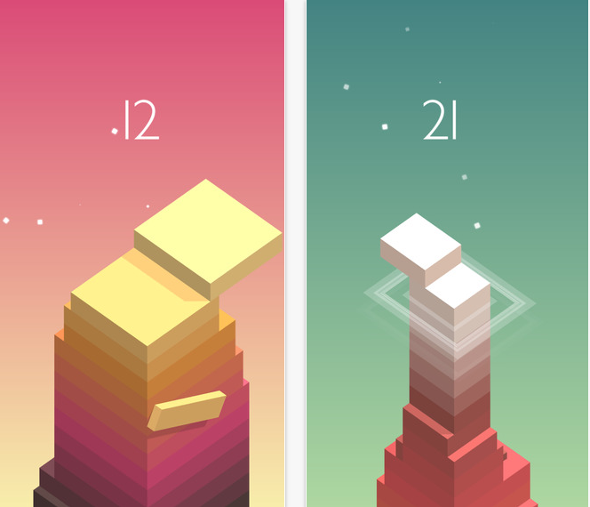 Stack: In this game, stacks your shapes as high as you can until you can’t fit anything else on top. It’s a simple game but very addictive. If your timing is off, your piece will be chopped a bit.