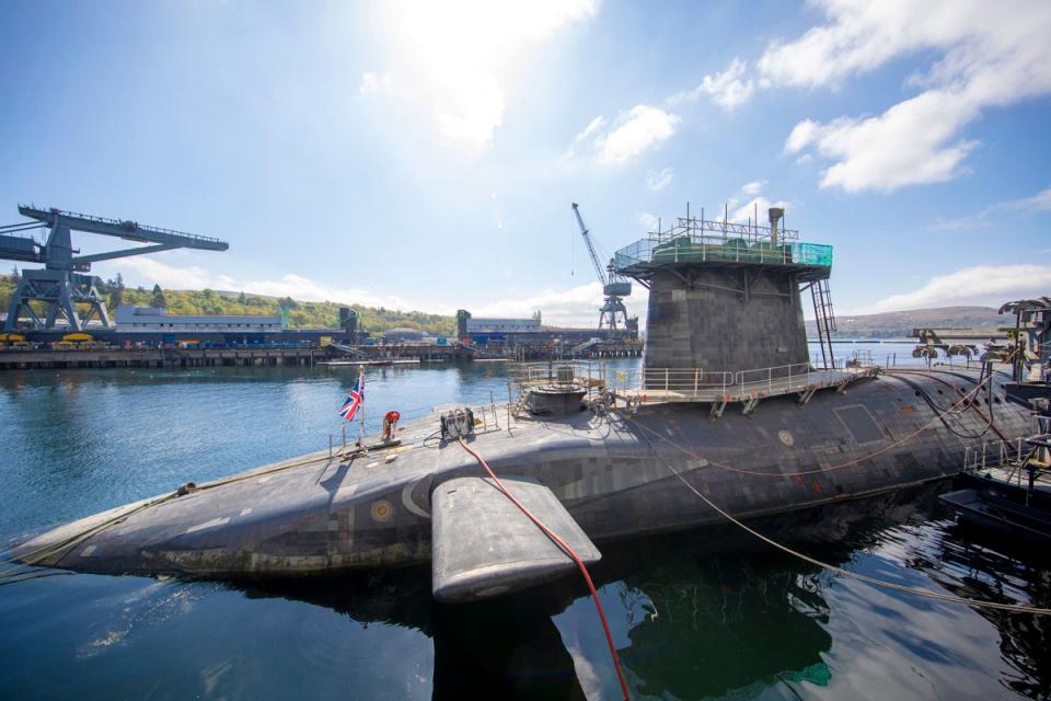 A nuclear-powered submarine at Faslane, Scotland (James Glossop / The Times / PA)