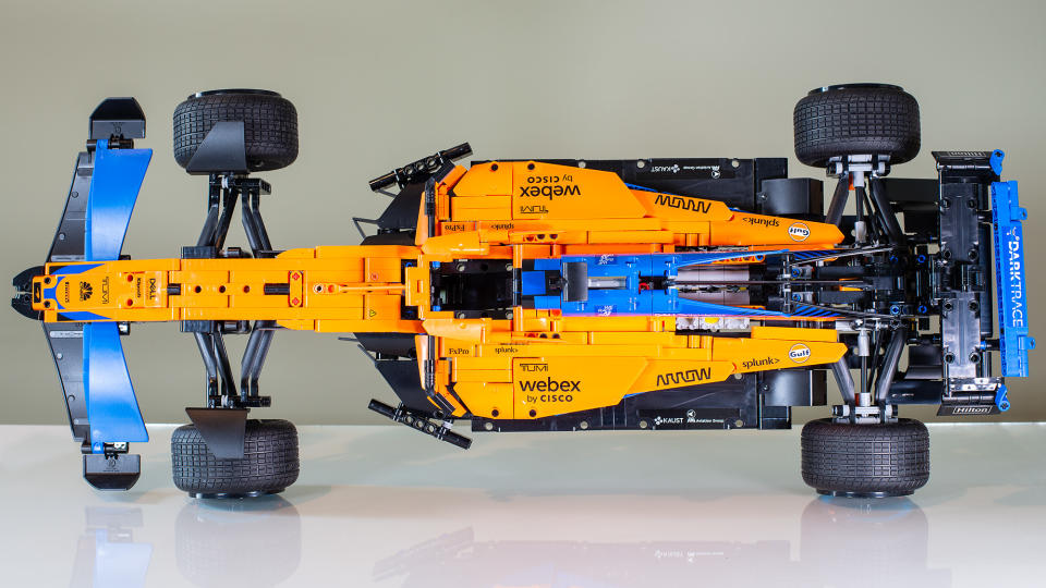 Top-Down perspective of the Lego Technic McLaren Formula 1 Race Car