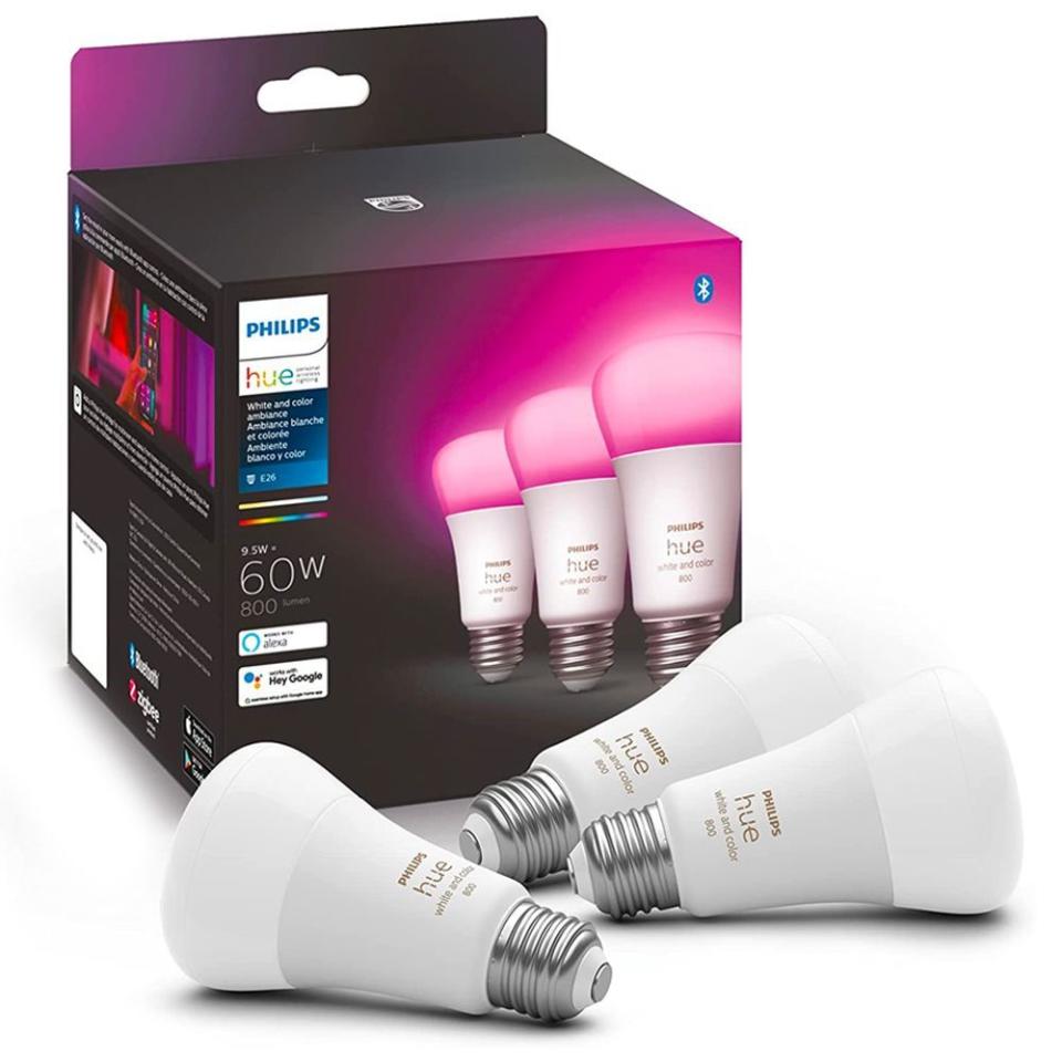 10) Philips Hue White and Color Ambiance Smart Bulbs (3-Pack)