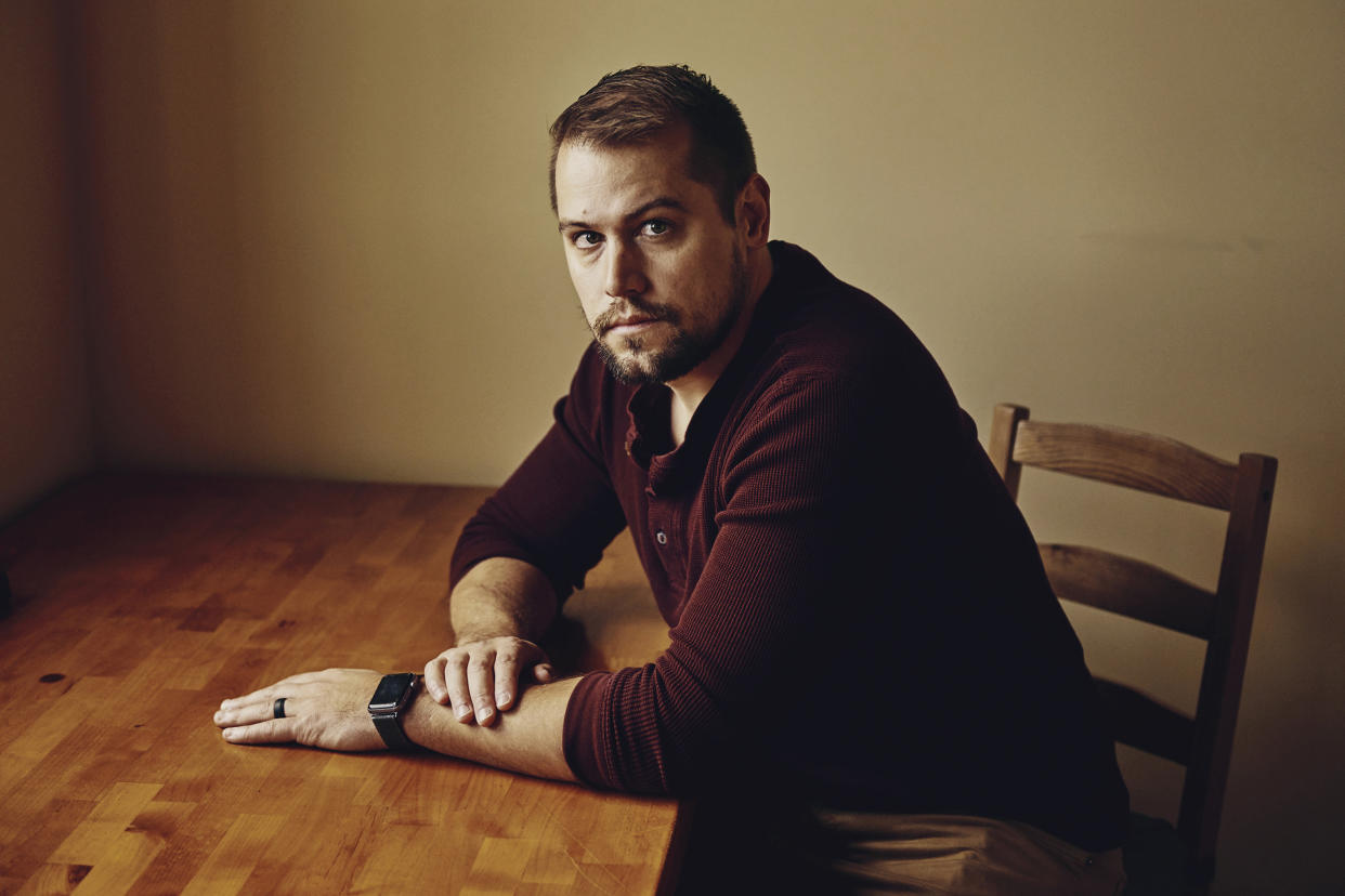 Lt. Ryan Graves, one of five U.S. Navy pilots who told The New York Times that they saw unidentified flying objects, at his home in Nashua, N.H. (Tony Luong / The New York Times via Redux)