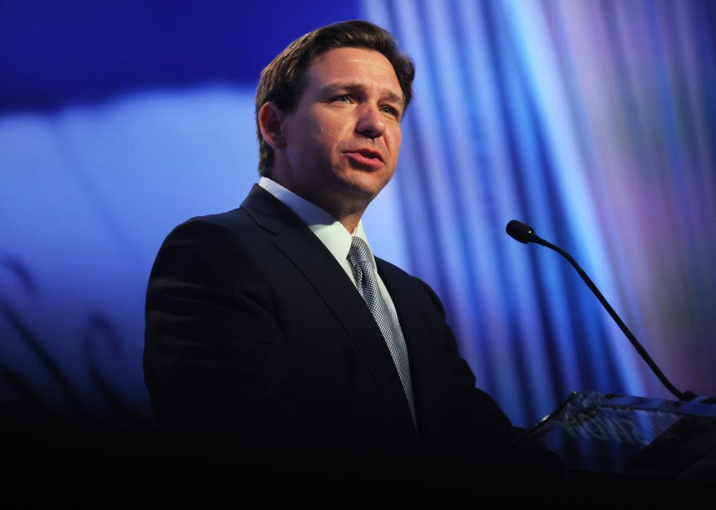 Ron DeSantis speaks during the Moms for Liberty Joyful Warriors national summit.