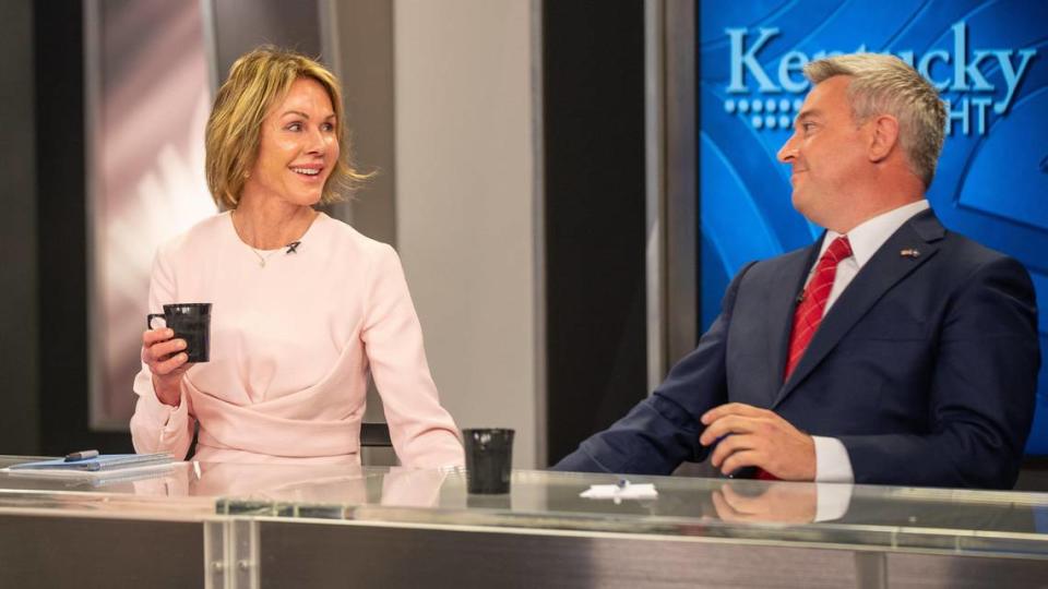 Kelly Craft and Ryan Quarles at the Governor (Republican) debate at KET on Monday May 1, 2023 in Lexington, Ky.