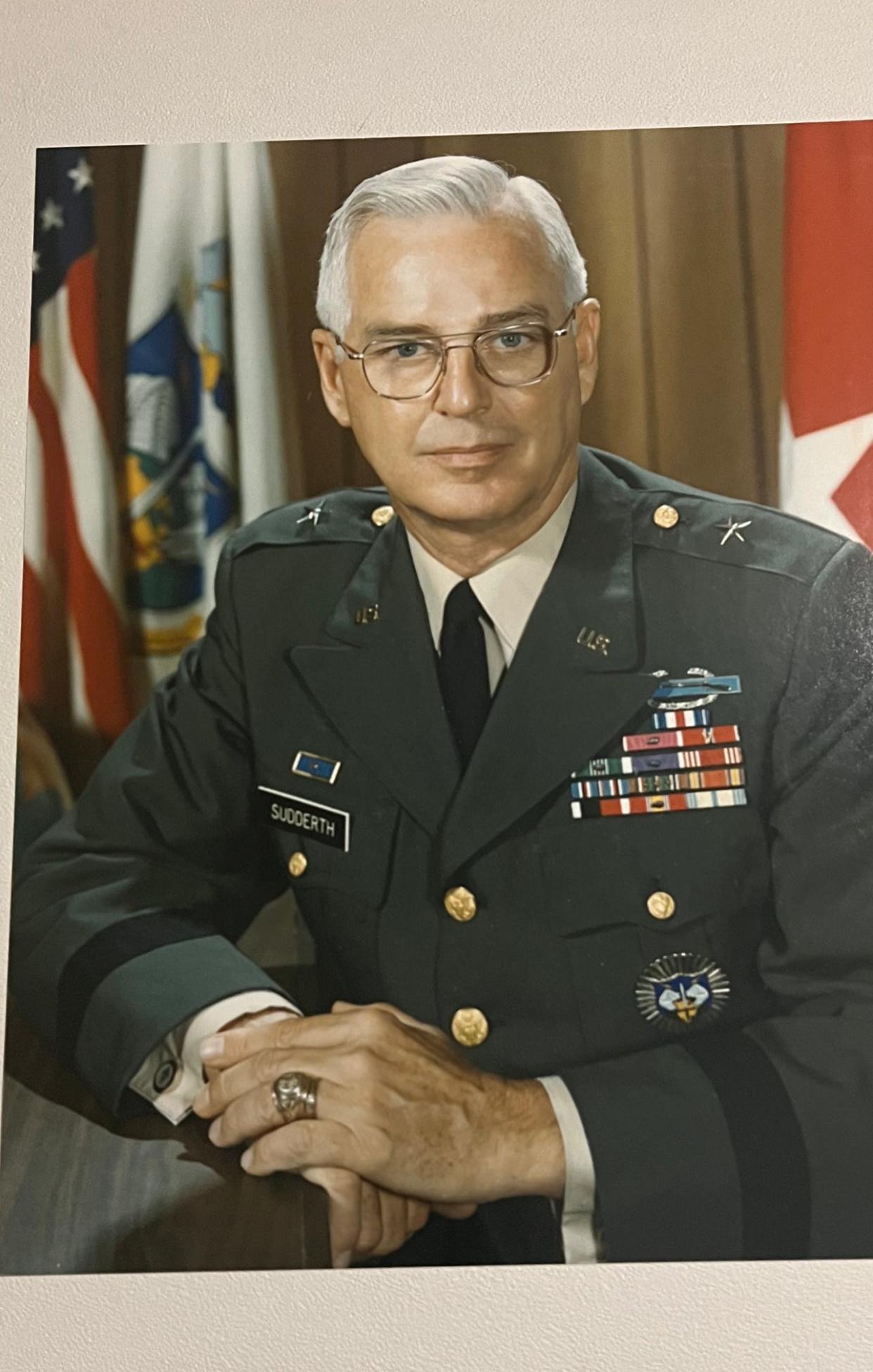 Brig. Gen. David Sudderth Jr. in his U.S. Army portrait. The late Leesburg High grad was the youngest platoon leader in the Battle of the Bulge.