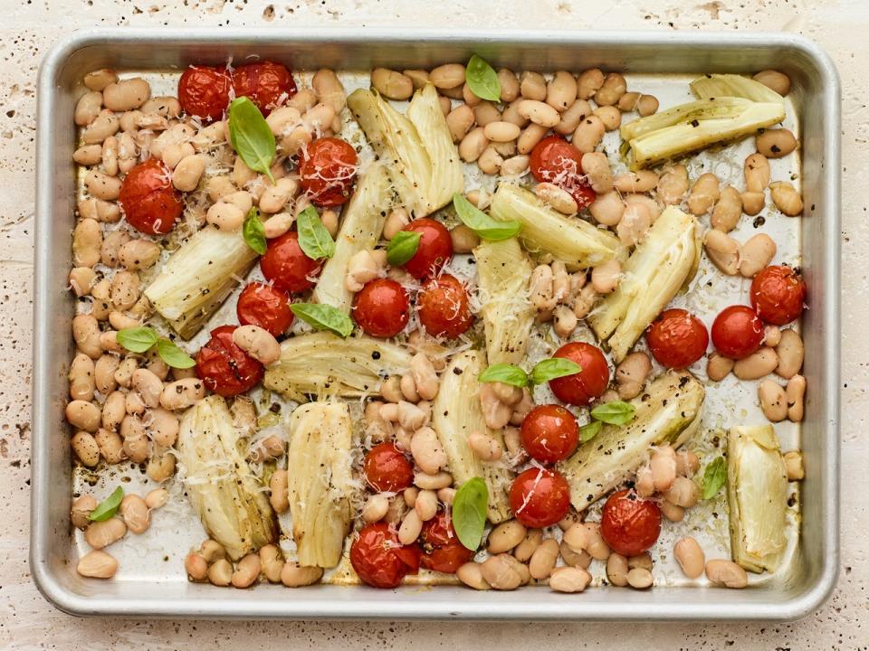 Roasted Fennel, Tomatoes, and White Beans With Parmesan