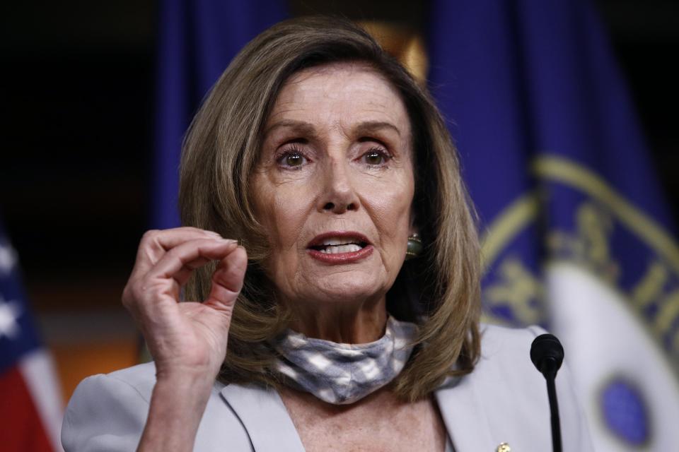 House Speaker Nancy Pelosi of Calif., shown speaking at a 2020 news conference in Washington, will offer a commencement oration and receive an honorary doctorate at Brown University's commencement May 29.