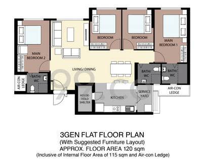 3Gen flat floor plan at Canberra Vista