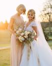 <p>Taylor Swift has played bridesmaid for a fair share of her friends’ weddings. Here, the singer is pictured with bride Britany Maack wearing a peach-hued gown. <em>[Photo: Instagram]</em> </p>