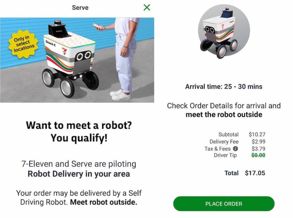 7NOW app robot delivery