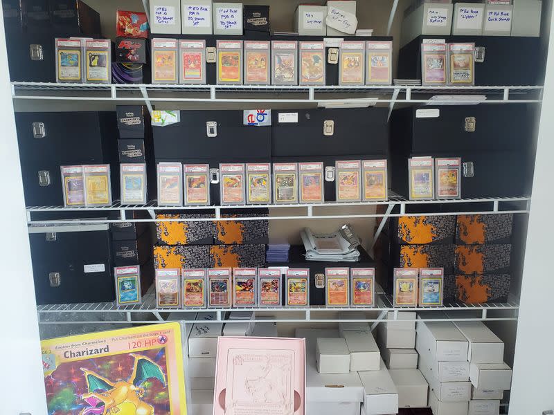 Zack Browning's Pokemon cards collection is pictured in Chicago