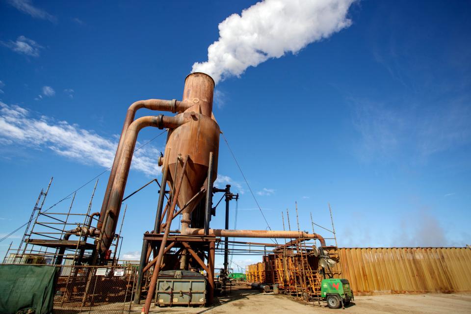 California Gov. Gavin Newsom tours Controlled Thermal Resources "Hell's Kitchen" geothermal and lithium drill site in Calipatria, Calif., on Monday, March 20, 2023. 