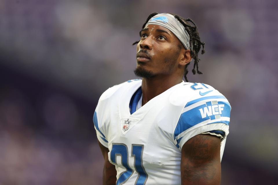 Lions safety Tracy Walker III looks on before the game against the Vikings on Sunday, Oct. 10, 2021, in Minneapolis.