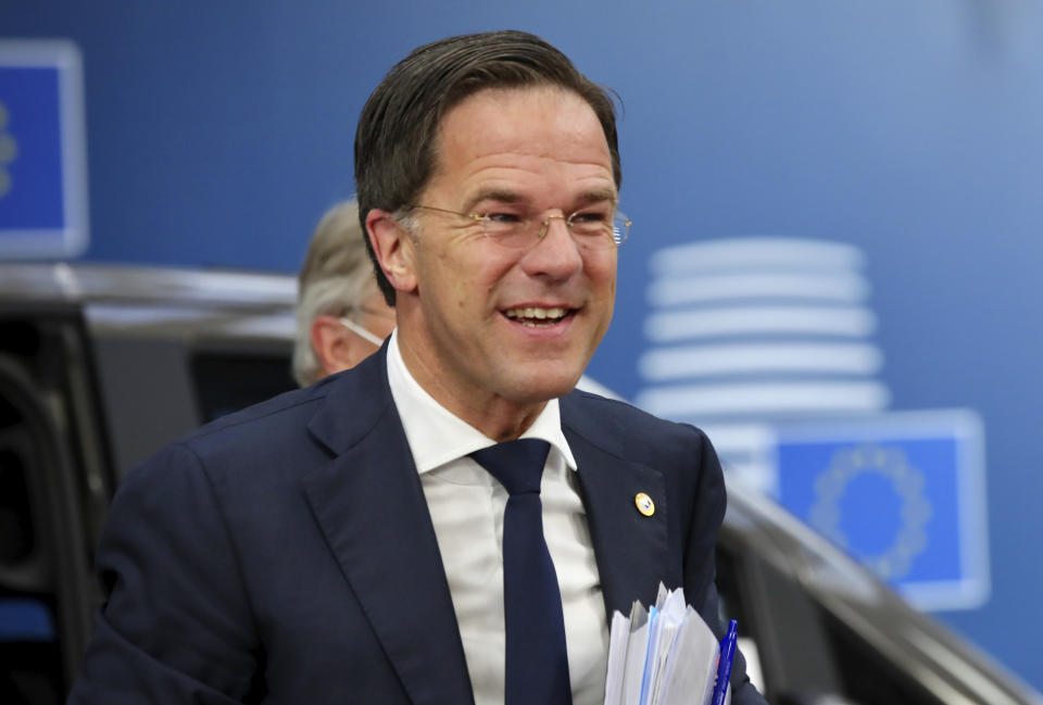 Mark Rutte, primer ministro de Países Bajos. (AP Photo/Olivier Matthys, Pool)