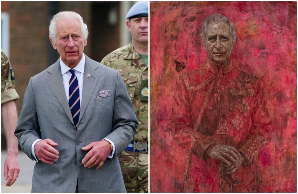 查爾斯三世加冕後的第一幅肖像（右圖）昨揭幕。（翻攝X@RoyalFamily）