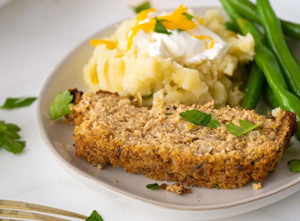 <p>Salmon loaf is one of those classic retro recipes that's still just as delicious today as it was when our Grandma made them! Try this instead of salmon cakes—it's easier than frying up individual cakes and bakes up great!</p><p><strong>Get the recipe: <a href="https://www.thekitchenmagpie.com/salmon-loaf/" rel="nofollow noopener" target="_blank" data-ylk="slk:Salmon Loaf;elm:context_link;itc:0;sec:content-canvas" class="link ">Salmon Loaf</a></strong></p>