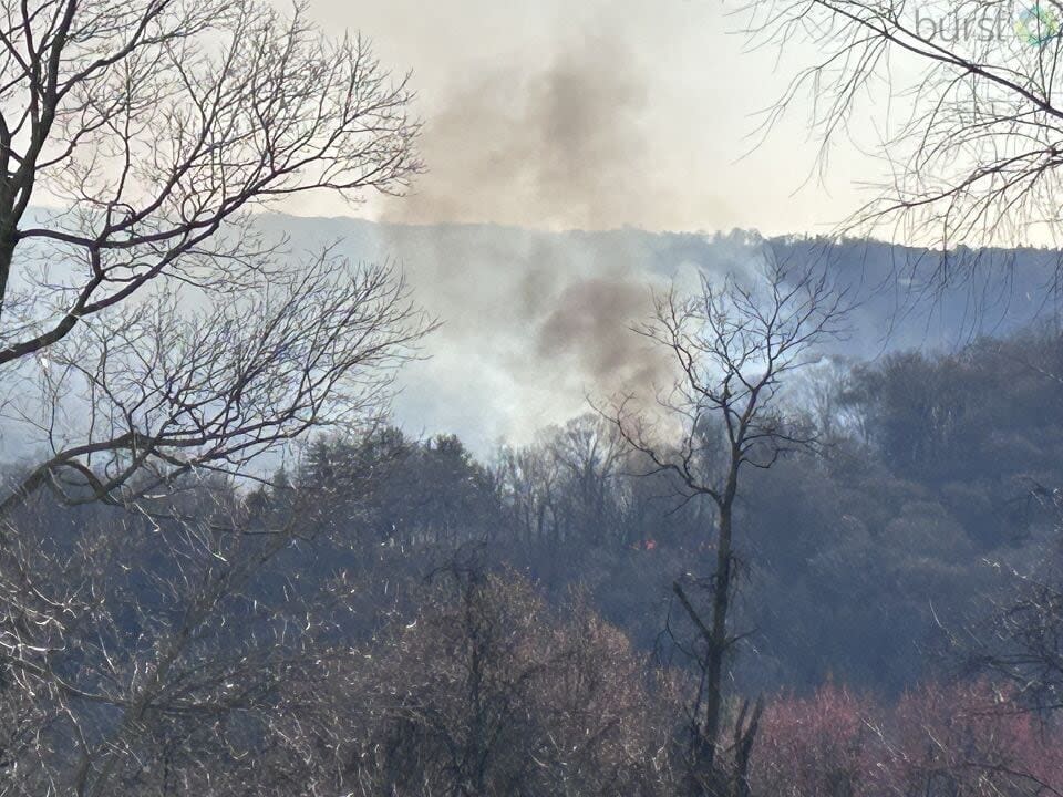 Smoke can be seen from an explosion in Crescent Township.