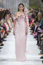 <p><i>Pink ruffled gown from the SS18 Valentino collection. (Photo: ImaxTree) </i></p>