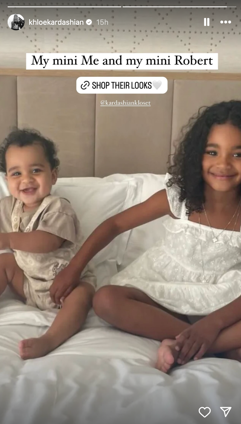 Khloe Kardashian posts photo of her children True and Tatum