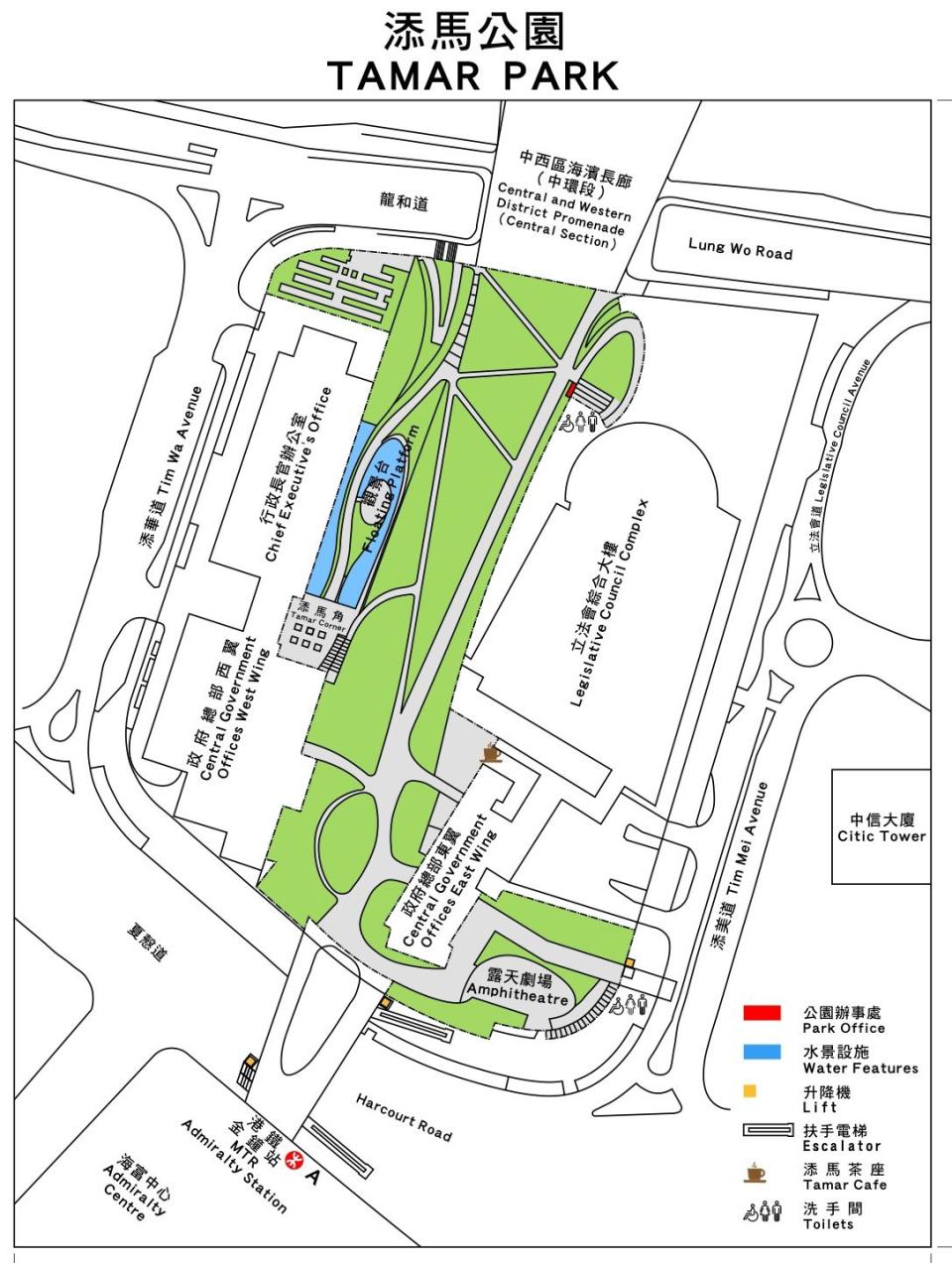 添馬公園平面圖。（圖：康文署）