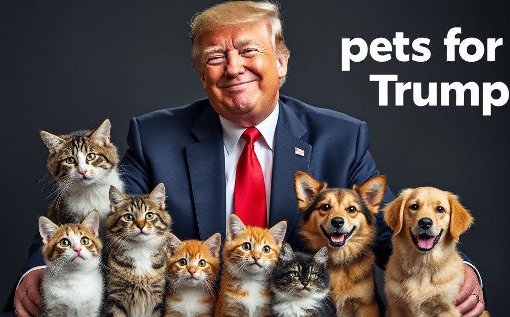 Meme of Donald Trump with cats