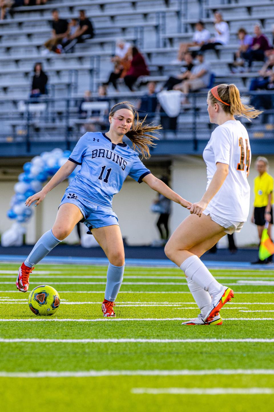 Bartlesville's Jessica Carithers controls the ball during action last season.
