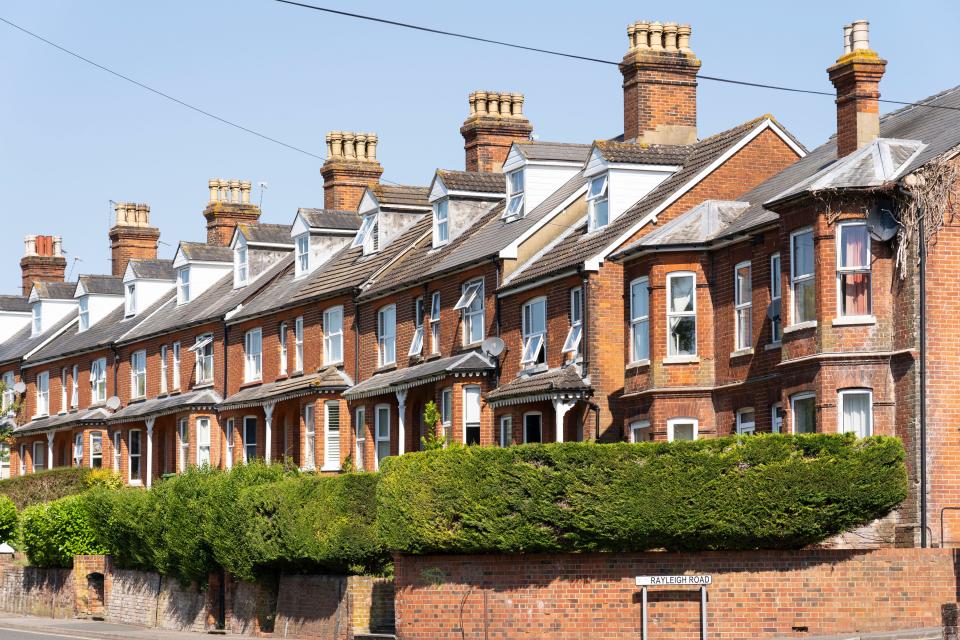 UK house price growth: Victorian terraced housing in Basingstoke, UK