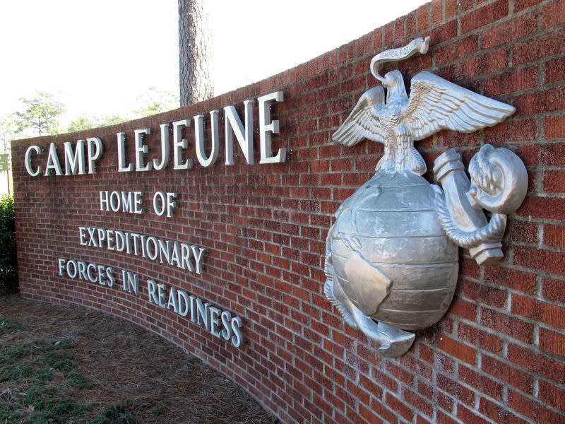 An entrance to Camp Lejeune in North Carolina is shown in March 2013. (Allen Breed/AP)<cite class="op-small">Allen Breed</cite>