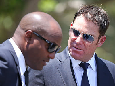 West Indian legend Brian Lara and Shane Warne