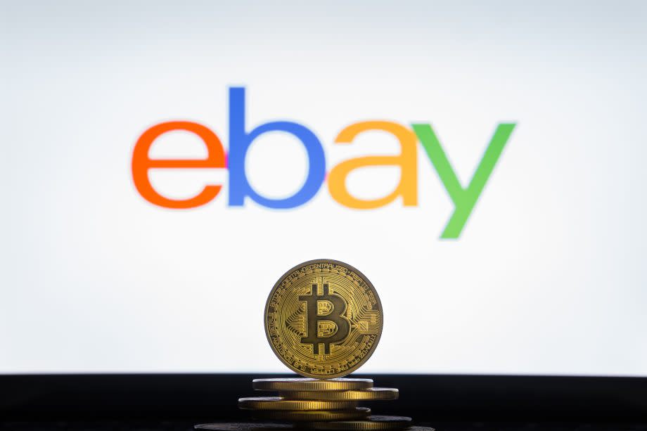 Ebay Logo mit Bitcoin Münze