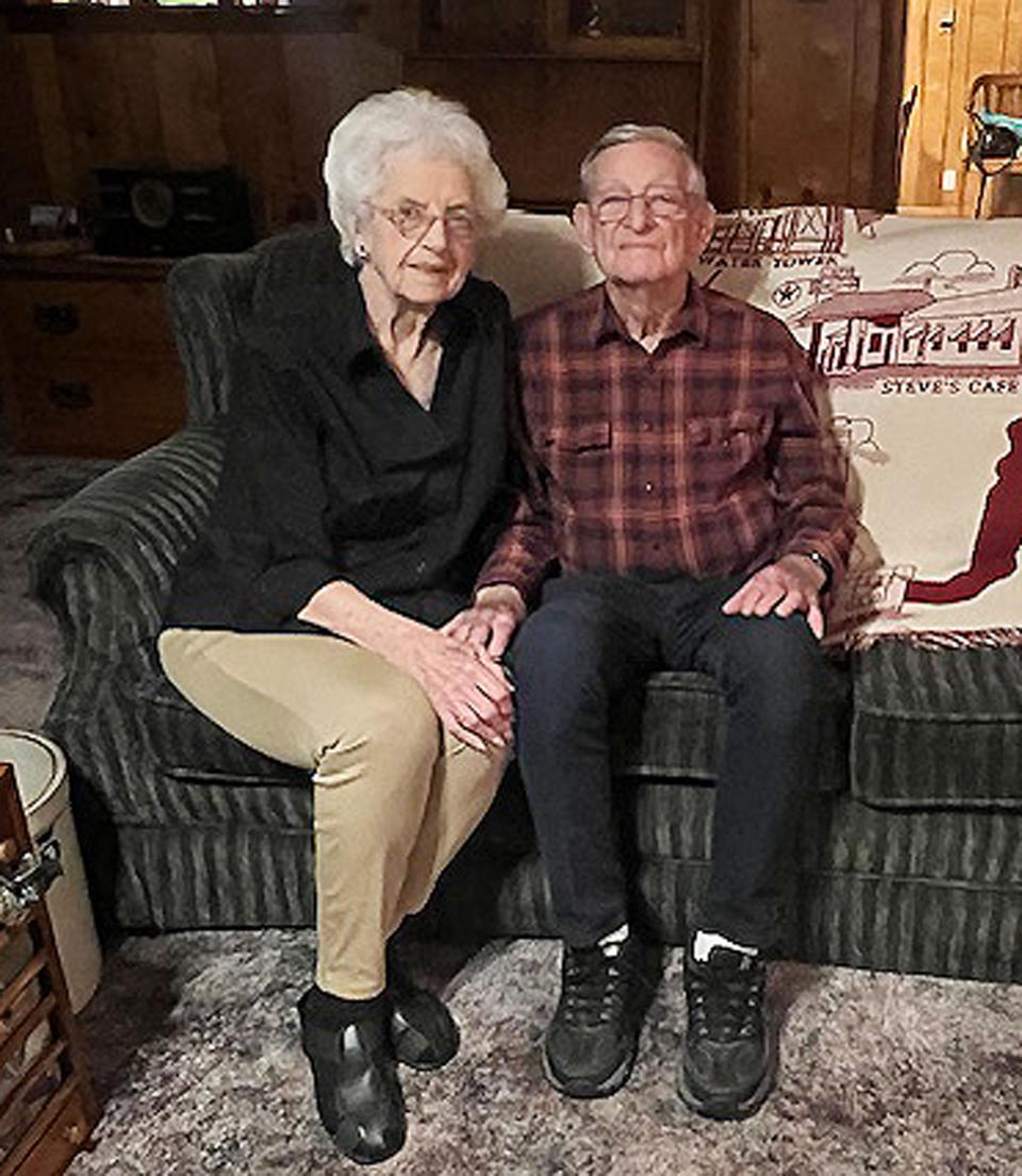 Norma, left, and Bill Wilson pose for a photo. The couple will be celebrating their 73rd wedding anniversary on June 19, 2024.