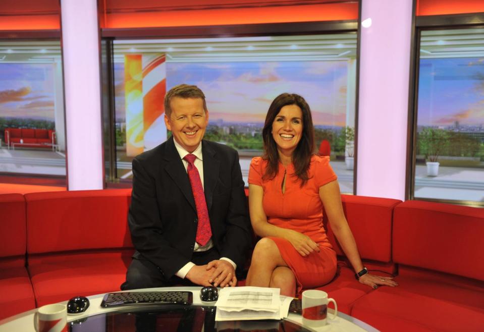 BBC Handout photo dated 05/04/12 of presenters Bill Turnbull and Susanna Reid on the BBC Breakfast set in Salford. (PA)