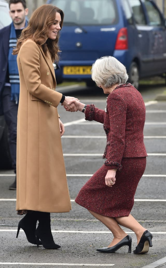 The Duchess of Cambridge arrives for a visit to Ely & Caerau Children’s Centre in Cardiff 