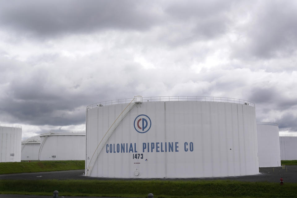 Colonial Pipeline storage tanks are seen in Woodbridge, N.J., Monday, May 10, 2021. (Seth Wenig/AP)