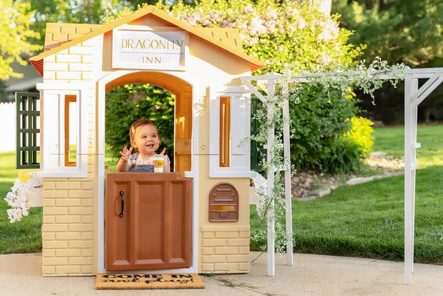 <p>Courtesy of Brittney Gage</p> Hazel in her Gilmore Girls-themed playhouse