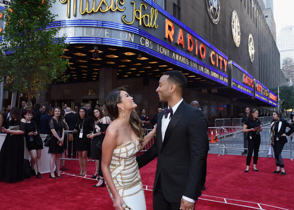 NEW YORK, NY - JUNE 11:  Chrissy Teigen and John Legend attend the 2017 Tony Awards at Radio City Music Hall on June 11, 2017 in New York City.  (Photo by Jenny Anderson/Getty Images for Tony Awards Productions)