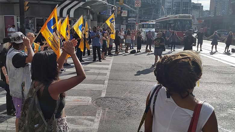 Black Lives Matter Toronto stop Yonge-Dundas traffic over Abdirahman Abdi case