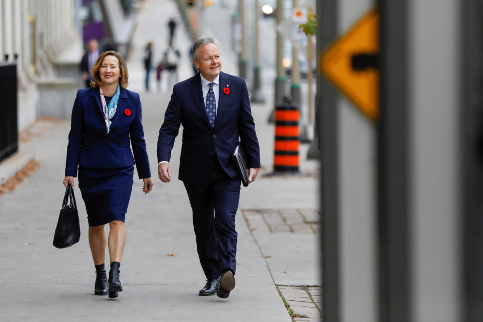 Bank of Canada Governor Stephen Poloz and Senior Deputy Governor Carolyn Wilkins walk to a press conference after announcing the latest rate decision in Ottawa, Ontario, Canada October 30, 2019.  REUTERS/Blair Gable