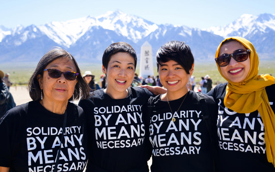 Kathy Masaoka, traci kato-kiriyama, Traci Ishigo and Sahar Pirzada after a poetry performance during 