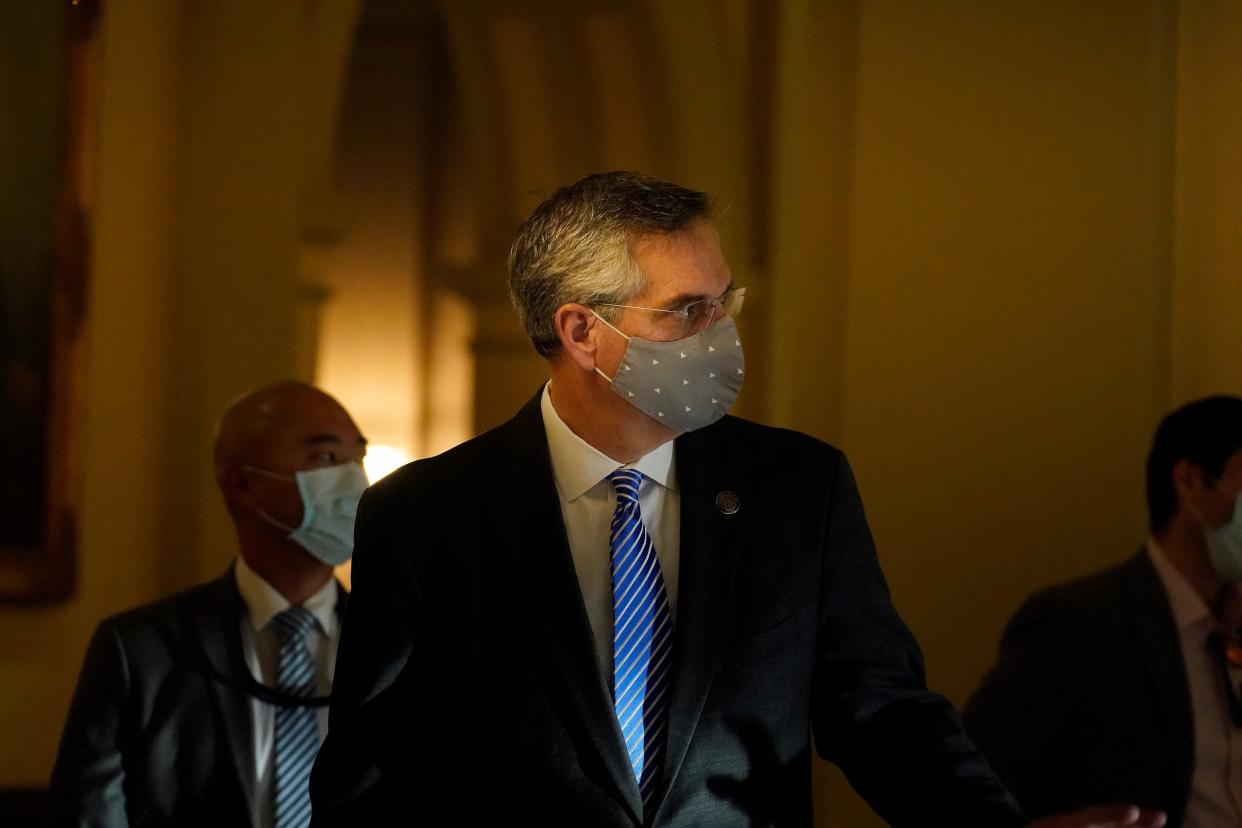 <p>Georgia Secretary of State Brad Raffensperger arrives to speak during a news conference on Nov. 20</p> (AP)