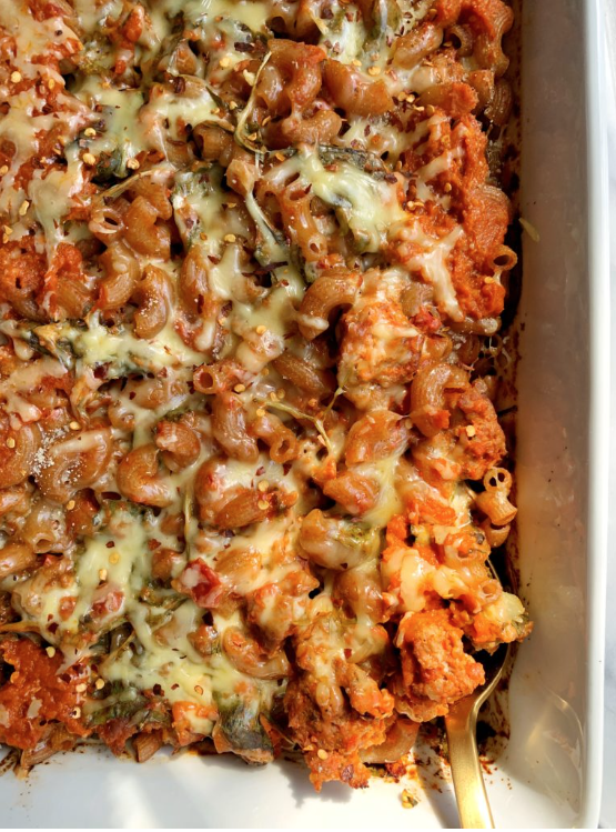 <p>We love how versatile this pasta bake is for an easy dump, bake, and eat dinner. Gluten-free noodles lighten us the casserole, while jarred marinara, organic canned pumpkin, and full-fat coconut milk create a healthier, extra-decadent sauce that comes together in minutes. Swap in other veggies, meat, mushrooms, and more as you please! </p><p><em><a href="https://rachlmansfield.com/gluten-free-no-boil-pumpkin-pasta-bake/" rel="nofollow noopener" target="_blank" data-ylk="slk:Get the recipe from Rachl Mansfield »;elm:context_link;itc:0;sec:content-canvas" class="link ">Get the recipe from Rachl Mansfield »</a></em></p>